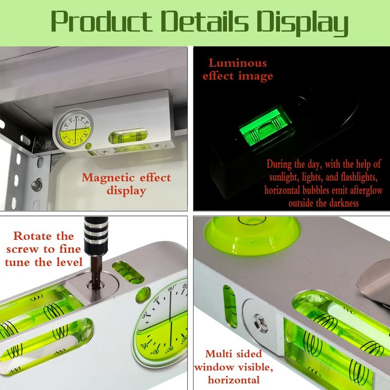 Solid aluminum alloy small level ruler tilt angle measurement portable