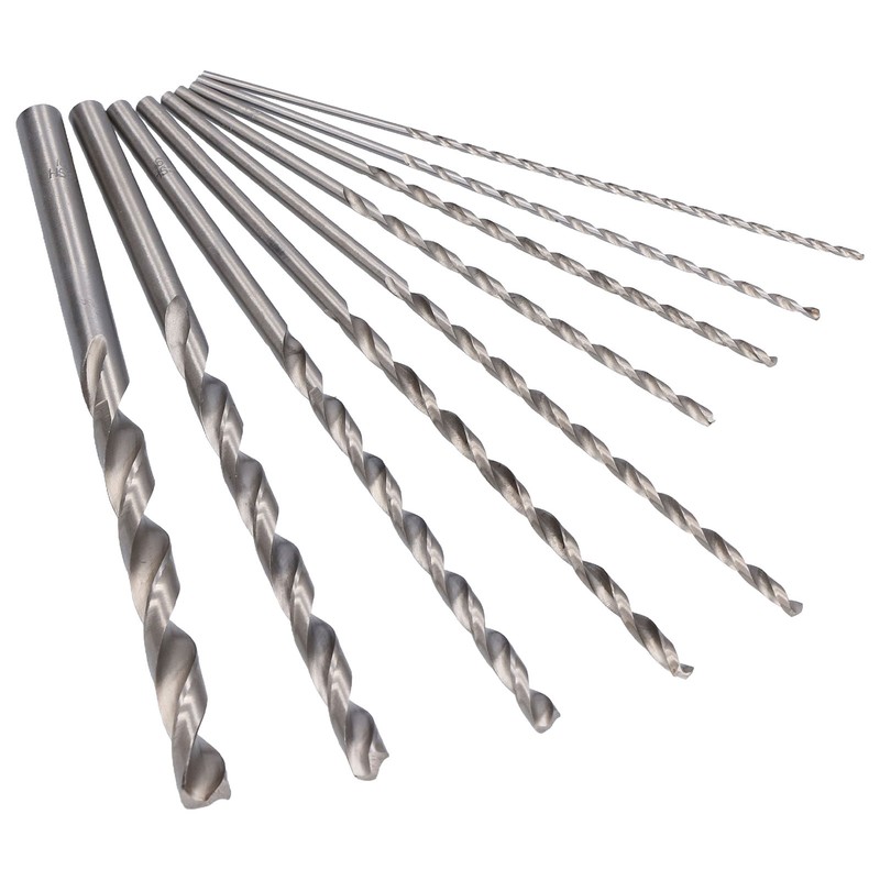 9Pcs Twist Drill Bit Extra Long High Speed Steel Drilling
