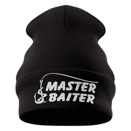 Purple Print House Master Baiter Beanie Funny Fishing Tackle Slogan Hat for Fishermen Birthday Gift for Men, One Size, Bottle