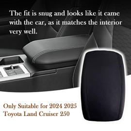 Areeyils Black Leather Center Console Armrest Cover for 2024-2025 2026 Toyota Land Cruiser Prado 250,2024 Land Cruiser Prado Accessories 2025 2026 Car Center Arm Rest Cover Pad Protector