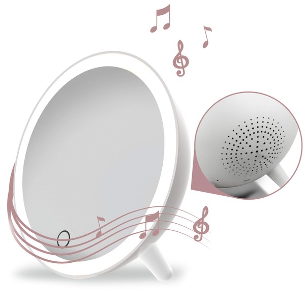 Aduro Vanity Mirror Makeup Mirror With Lights And Wireless Speaker, U-reflect Plus Audio Home Beauty LED Wireless Travel Smart Mirror, Compact Rechargeable