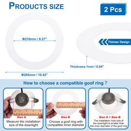 PATIKIL 8.27" ID 10.43" OD Goof Rings for Recessed Light, 2 Pack Gloss White Goof Metal Trim Ring Lighting Fixture for Ceiling Wall Recessed Can Downlights