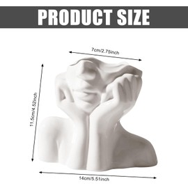 Head Face Vase, Flower Vase, Ceramic Vases: SUNOYA White Ceramic Vases, Modern Vase Face, Dry Flower Arrangement Vase, Ceramic Face Vase for Bedroom, Office Decoration