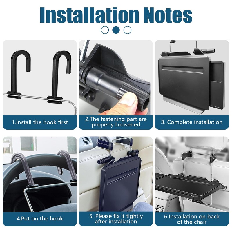 Feiezade 2 in 1 Comapct Steering Wheel Desk Headrest Tray