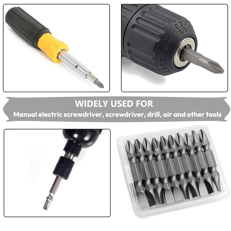Saipor 10pcs PH2/SL6 Double Ended Screwdriver Bit, #2 Phillips/No. 6