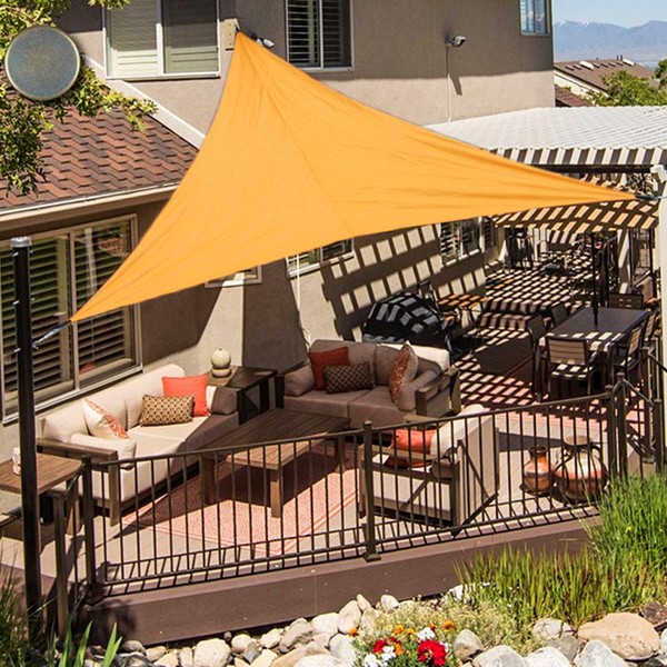 Sun Shade Sail Waterproof Triangle Sun Shade UV Block Sunscreen Awning Garden Beach Patio Canopy 4x4x4m, Orange