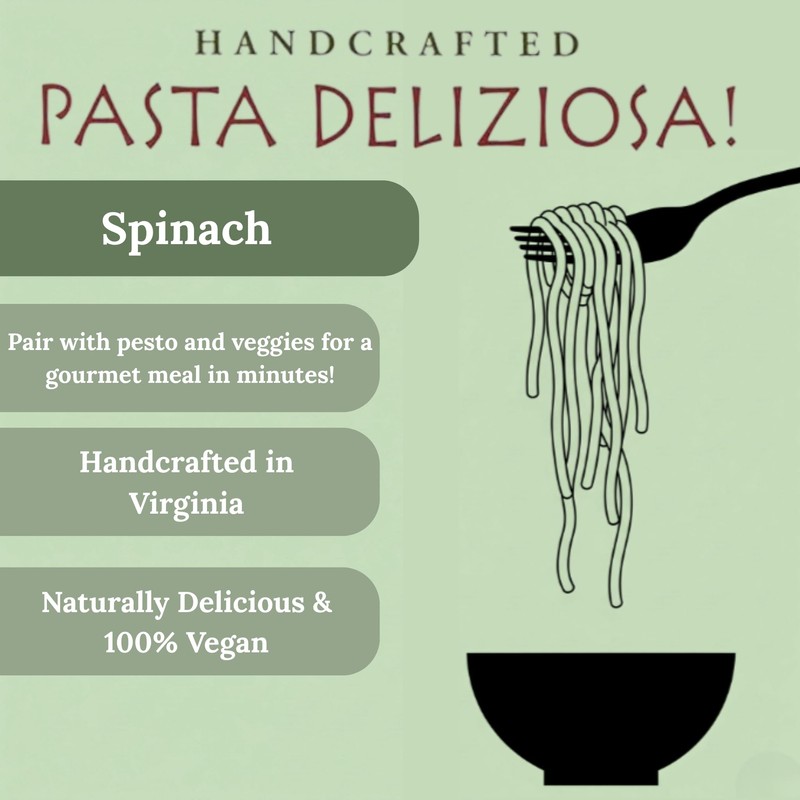 Pasta Deliziosa! Handcrafted Pasta, Spinach Fettucine, 12 ounce – 3