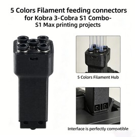 Upgrade Assembly Filament Hub 5-Colors for Kobra-3: Replacement Parts 5-Port Feed PTFE Connector for ACE PRO Compatible with Anycubic Kobra S1 Combo and Kobra 3 Max 3D Printer