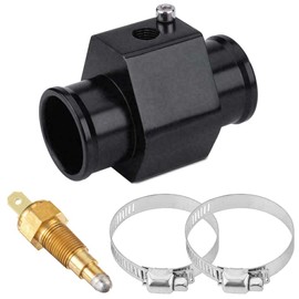 American Volt Engine Radiator in-Line Water Hose End Fitting Adapter 1/8" Inch NPT 12V Electric Cooling Fan Grounding Thermostat Temp Sensor Switch Wiring Kit (38mm (1.5 inch), 170'F On - 155'F Off)