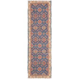 Safavieh Saffron Collection SFN539N Handmade Boho Chic Distressed Cotton Runner, 2'3" x 8' , Navy / Beige