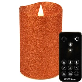 Softflame Real Wax Flameless LED Candles with Remote Control, 3"x 5"Flickering 3D Moving Flame Battery Operated Candles for Indoor Use, Home Decor Glitter Copper