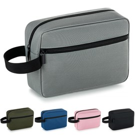 Elviros Travel Toiletry Bag for Women and Men, Lightweight Makeup Bag Hanging Dopp Kit with Shaving Compartment Cosmetic Organizer Small Tool Bag Travel Essentials, Grey