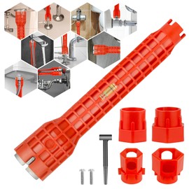 Faucet and Sink Installer Multi Tool, Basin Wrench, Multi-functional Wrench Plumbing Tool, 14 in 1 Faucet Wrench, Sink Wrench Plumbers for Pipe and Tub Drain Removal Nut Wrench (One way)