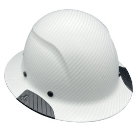 Lift Safety DAX Fiberglass Composite Full Brim Lift Safety Hard Hat White Matte Carbon Print - No Protective Edge