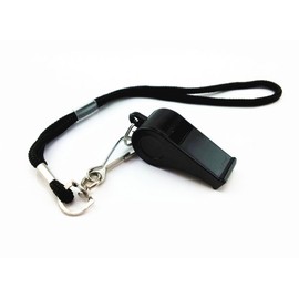 yueton Plastic Coach Whistles with Wrist Strap, Emergency Whistles with Short Lanyard, Pack of 6 (Black)