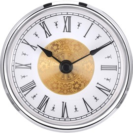 Hicarer 3-1/8 Inch (80 mm) Clock Insert with Roman Numeral, Quartz Movement, Silver Trim