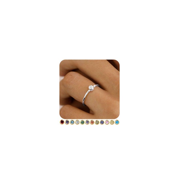 TOSGMY Birthstone Rings for Women Non Tarnish 14K Gold Plated