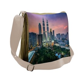 Lunarable Scenery Art Messenger Bag, Kuala Lumpur Malaysia, Unisex Cross-body