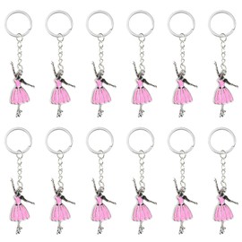 Chris.W 12pcs Ballerina Dancer Keychains, Ballet Dander Key Chain, Dancing Girl Car Bag Chain for Girls and Women Party Favors