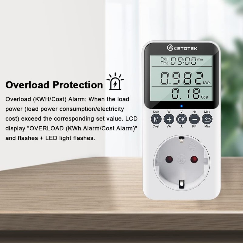 KETOTEK Electricity Meter for Socket Electricity Meter Energy Cost Meter