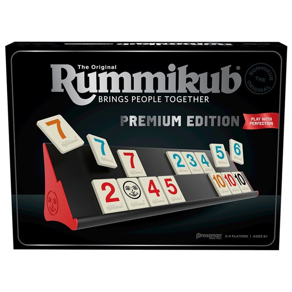 Rummikub Premium Edition by Pressman - Features Racks - Large Number Engraved Tiles and a Storage Bag for The Ultimate Rummikub Experience by Pressman , Silver