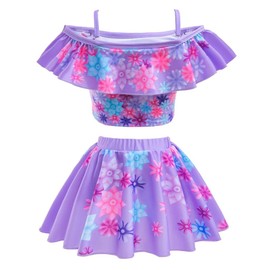 Dressy Daisy Magical Family Two Piece Tankini Swimsuit Swimwear Swimming Bathing Suit with Skirt for Little Girls Size 10-12, Purple