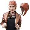 FURPHI Steampunk Aviator Hat with Ear Flaps PU Leather Pilot