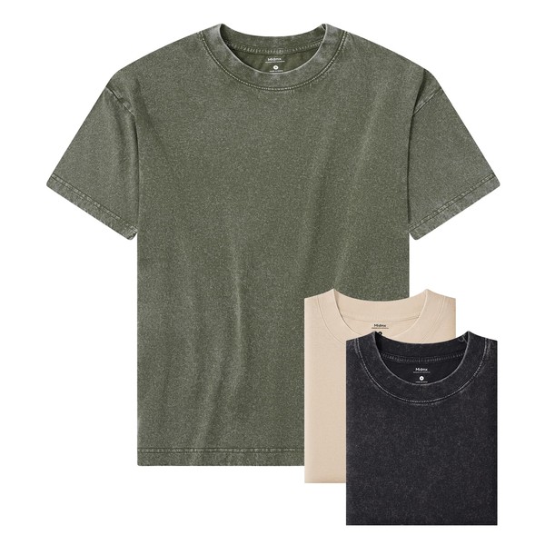 MIDMX 3-Pack Heavyweight Cotton Oversized T-Shirts for Men Women Acid-Washed