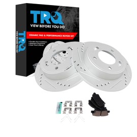 TRQ Rear Brake Pad & Rotor Kit Performance Ceramic Premium G-Coated Compatible with 2019 Hyundai Veloster 2019-2021 Kia Forte