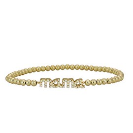 Anela Mama Bracelet, 14kt Gold Filled Beaded, Stretch and Stackable, Hand Made in USA (8.0)