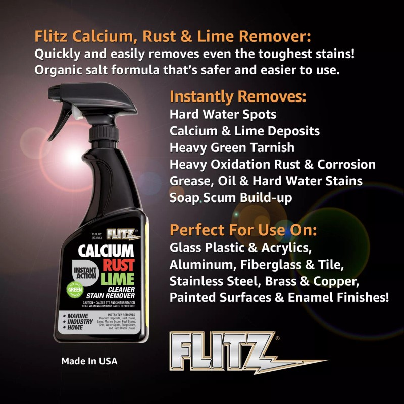 FLITZ Instant Calcium Lime and Rust Remover 16oz/473ml TWO PACK