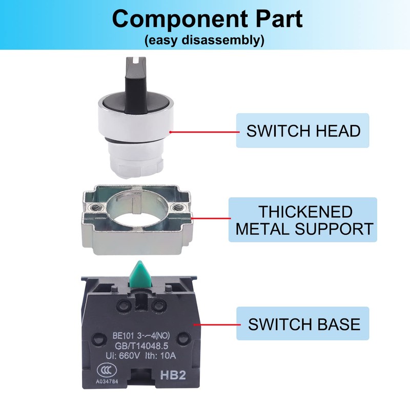 TWTADE / 2Pcs 22mm Selector Switch 2 NO 3 -