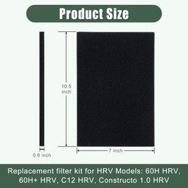 8 PCS 16032 Air Exchanger Filter Replacement Compatible with Venmar C12 HRV, Constructo 1.0 HRV, Air Filter Foam Replacement Perfectly Fits for Model 60H Heat Recovery Ventilators