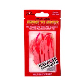 Ultimate 4-Pack Fire Tubes with Fire Worm Tail - Vibrant, Durable Fishing Lures for Trout, Panfish, Walleye & Bass - 1/16 Size, Pre-Rigged for Freshwater