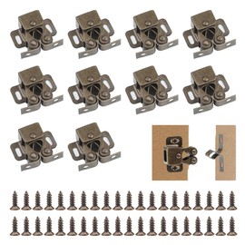 YEYIT Furniture Catch Pack of 10 Strong Catch Double Roller Catch Cabinet Door Cabinet Latches with Screws Cabinet Door Latch Catcher for Cupboard Doors Kitchen Green Bronze