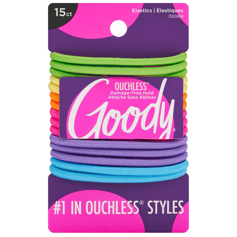 Goody WoMens Ouchless elásticos, Neón, 15 unidades