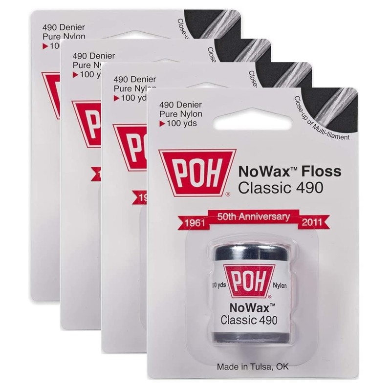 POH Hilo dental sin encerar, 100 yardas, paquete de 4