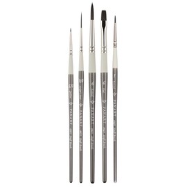 Pan Art Synthetic Brush Set No.01-10 - Allround Brushes for Artists - 5 Pieces, Grey
