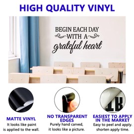 Inspirational Family Quotes Wall Decals: Home Vinyl Art Wall Stickers for Living Room Kitchen - Begin Each Day 28.6" X 15"