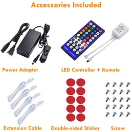 Lvyinyin RGBWW Under Cabinet LED Lighting Kit, Linkable Puck Light, RGB & Warm White, Wireless Remote Control Dimmer, 120V to 12V Direct Hardwired Wall Plug, 10 Lights