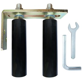 Mageway Universal Heavy Duty Slide Gate Guide Roller 6" Black L Rear Post Bracket Adjustable Dual Nylon Rollers Gate Support Assembly for Sliding Rolling Gates, Install Tools Inlcuded