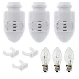 Creative Hobbies White Auto On Sensor Plug in Night Light Module Includes 3 Bulbs and 3 Plastic Clips, Great for Making Your Own Decorative Night Lights, Pack of 3