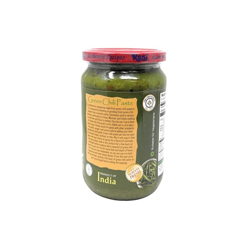 Rani Green Chilli Cooking Paste 26.5oz (750g) Bulk Glass Jar
