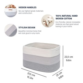 OrganiHaus Woven Storage Basket | Nursery Storage Basket | Towel Basket for Bathroom | Cotton Rope Basket for Storage | Decorative Storage Baskets | Woven Baskets for Storage | Book Basket - Rainbow