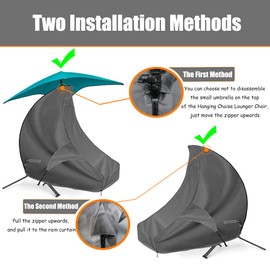 iKover Heavy Duty Waterproof 73 Inch Patio Hanging Chaise Lounge and Stand Cover (Grey, Large(75" L x 45.2" W x70 H))