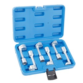 WAYCOJOY 6pc 1/2" Dr Diesel Injector Line Socket Wrench Set, 12pt Diesel Fuel Line Socket Set, 12 14 16 17 18 19mm Wrenches L-Type, Fuel Line Dismantling Removal Tool