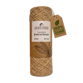 Heimatspäne Jute Twine 100 m - Tear-Resistant Natural Yarn for Crafts, Garden and as a Sturdy Parcel Cord