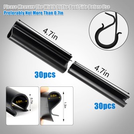 60PCS Winter Pool Cover Clips for Above Ground Pool Covers-2 Shapes Pool Clips Pool Cover Clamps 4.7 inch Pool Wind Guard Clips Pool Black Securing Cover Clip for Swimming Pool with Metal Railing