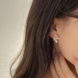 W WEILIRIAN Christmas Tree Dangle Earrings Crystal Tree Earrings Square Rhinestone Dangle Earrings Gold Beads Tree Earrings CZ Tree Earrings Jewellery for Women and Teenage Girls Gifts