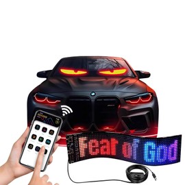 2PCS LED Eyes for Car Windshield - Custom Programmable Scrolling LED Sign for Car Truck, Animated Devil Eyes Light for Windshield Business (64 * 20)
